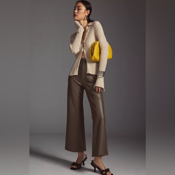 Anthropologie The Colette Cropped Wide-Leg Faux Leather Pants - Picture 7 of 11